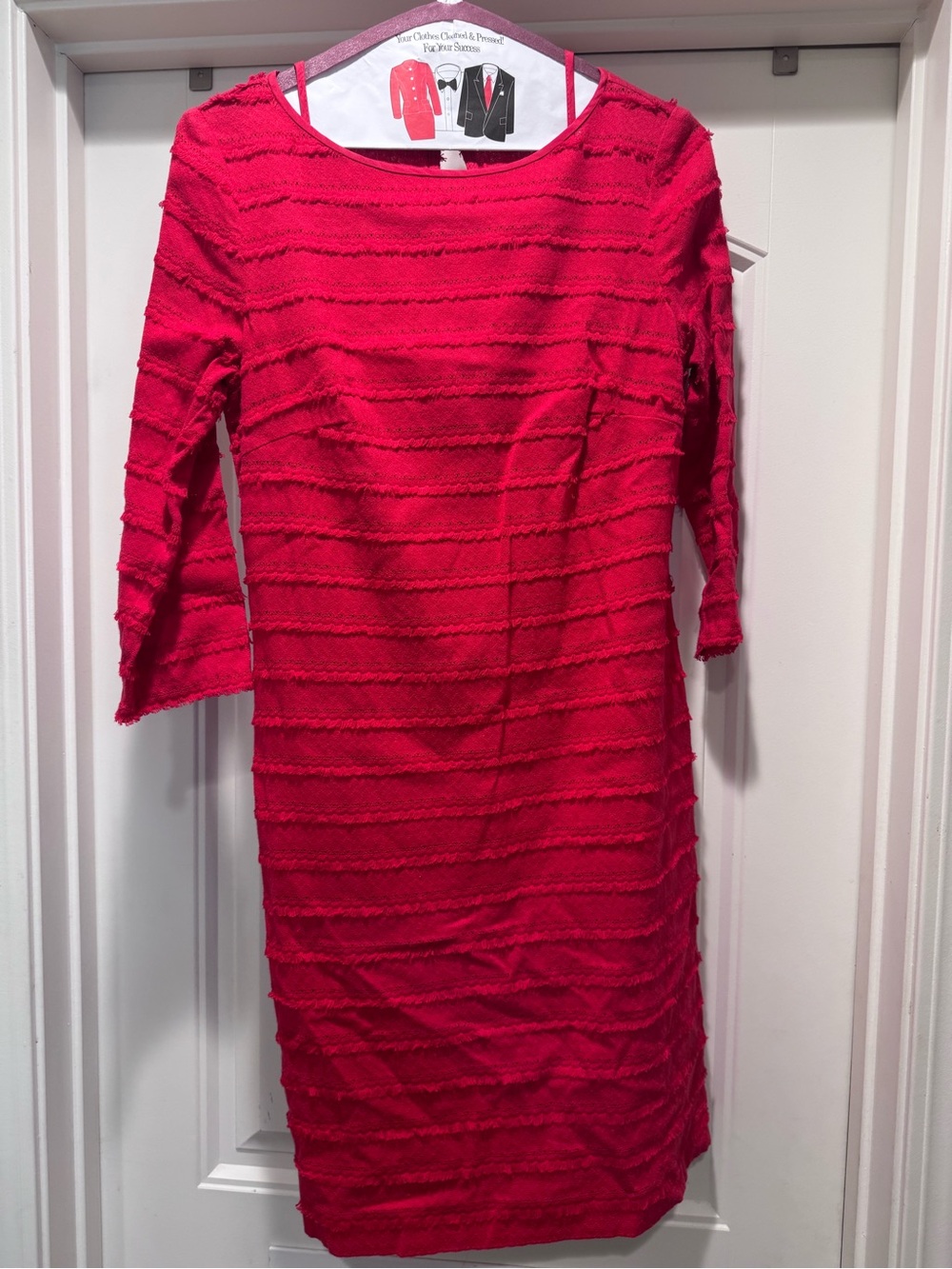 Trina Turk Vibrant Red Textured Long-Sleeve Shift Dress